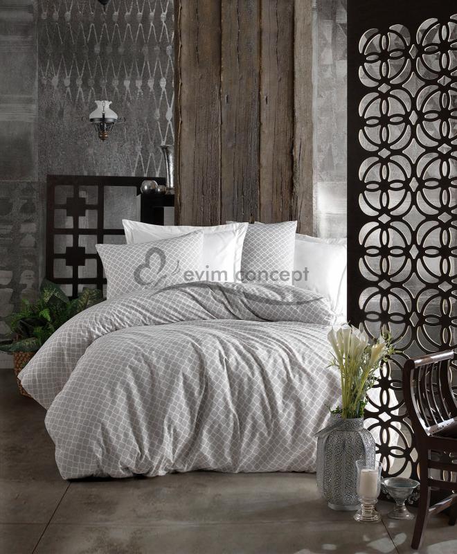 Eco concept, Gri Renk Çift Kişilik Nevresim Takımı, Beyaz Renk Çift Kişilik Nevresim Takımı, Modern Desen Nevresim Takımı, 4 parça, Yıkanabilir