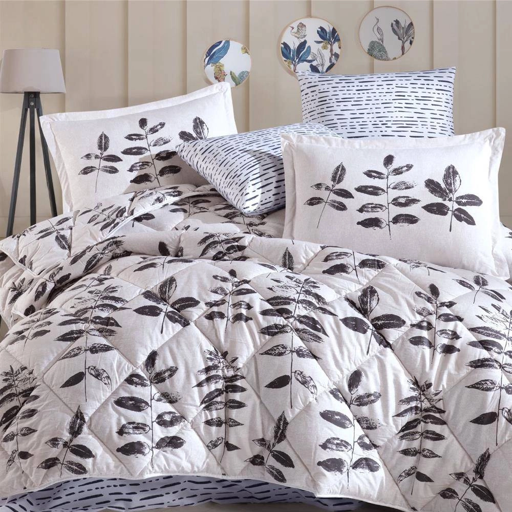 Clasy Ranforce Çift Kişilik Uyku Seti %100 Pamuk  Antrasit