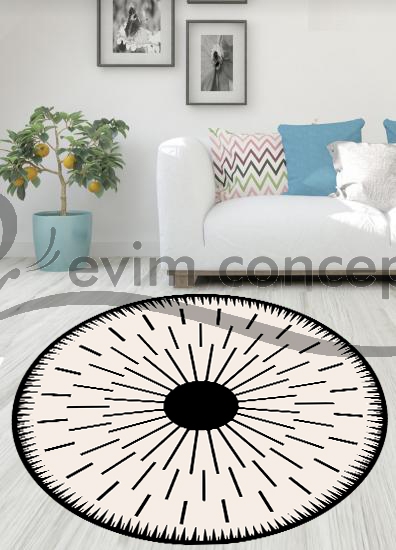 Eco concept, Krem Renk Dekoratif Halı, Modern Desen Yuvarlak Dekoratif Halı, Krem Renk Yuvarlak Halı, Dekoratif Salon Halısı, Antre Halısı, Mutfak Halısı, Kaymaz Taban Halı, Yıkanabilir Halı, Leke Tutmaz Halı,