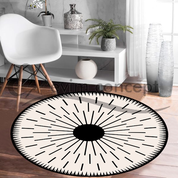 Eco concept, Krem Renk Dekoratif Halı, Modern Desen Yuvarlak Dekoratif Halı, Krem Renk Yuvarlak Halı, Dekoratif Salon Halısı, Antre Halısı, Mutfak Halısı, Kaymaz Taban Halı, Yıkanabilir Halı, Leke Tutmaz Halı,