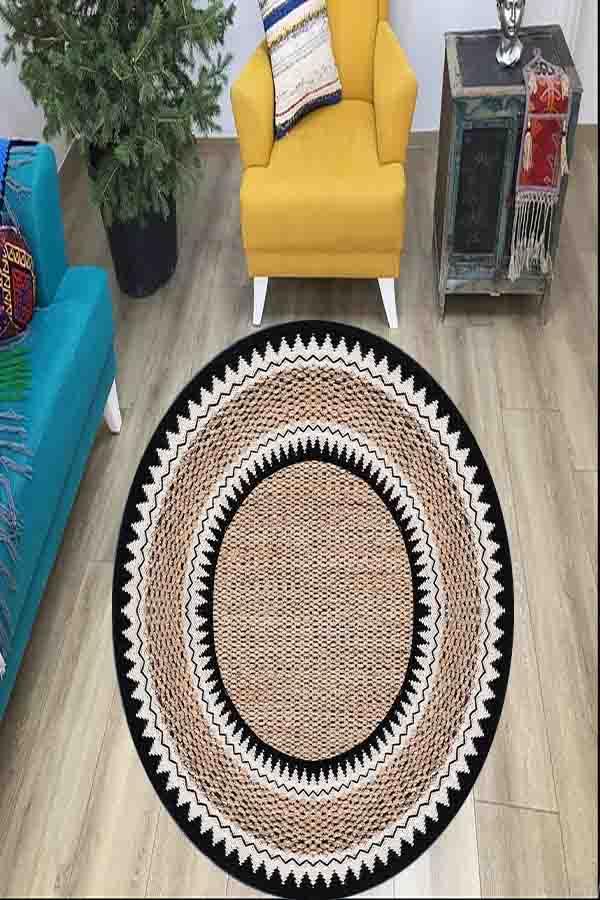 Eco concept, Hasır Yuvarlak Halı, İskandinav Dekorasyon, Bohem Halı, Yuvarlak Salon Halısı, Kaymaz Halı, Yıkanabilir,