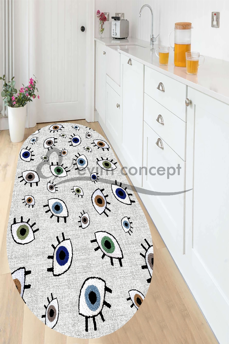 Eco%20concept,%20Etnik%20Göz%20Desenli%20Mutfak%20Halısı,%20Oval%20Mutfak%20Halısı,%20Gri%20Renk%20Halı,%20Bohem%20Halı,%20Kaymaz%20Taban%20Halı,%20Yıkanabilir%20Halı,%20Balkon%20Halısı,