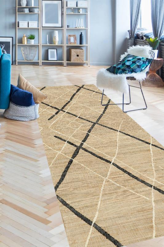 Eco concept, Jüt Desen Yolluk, Bej Renk Yolluk, İskandinav Desen Yolluk, Koridor Halısı, Uzun Halı, Kaymaz Halı