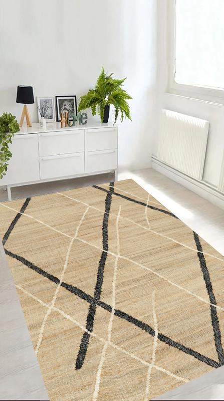 Eco concept, Jüt Desen Yolluk, Bej Renk Yolluk, İskandinav Desen Yolluk, Koridor Halısı, Uzun Halı, Kaymaz Halı
