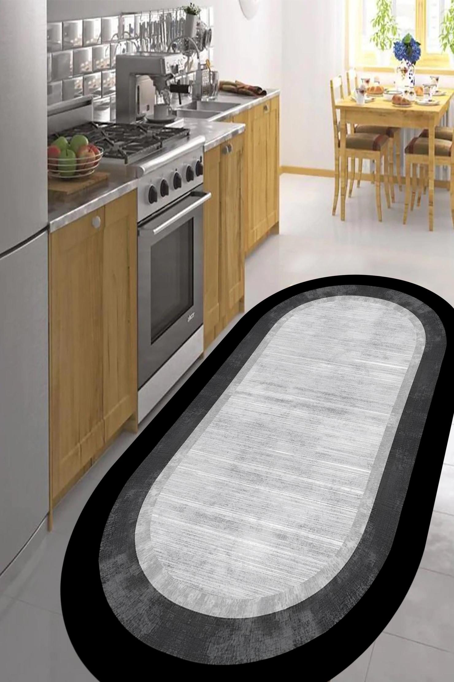 Eco%20concept,%20Gri%20Renk%20Oval%20Mutfak%20Halısı,%20Kaymaz%20Taban%20Halı,%20Yıkanabilir%20Halı,%20Balkon%20Halısı,