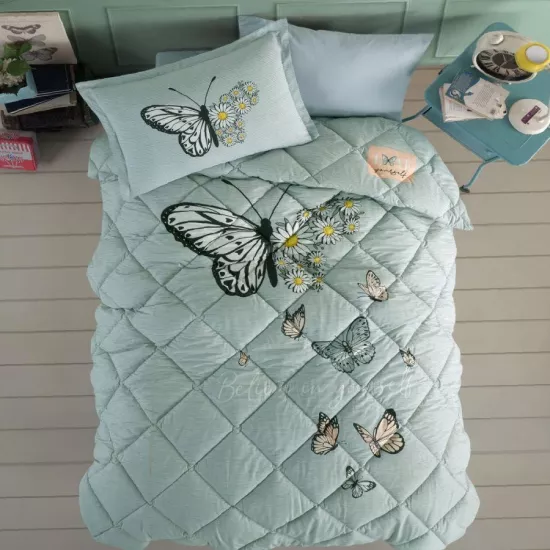 Clasy Ranforce Tek Kişilik Uyku Seti %100 Pamuk Mint Su Yeşili