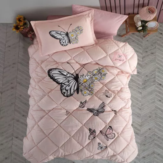 Clasy Ranforce Tek Kişilik Uyku Seti %100 Pamuk Somon