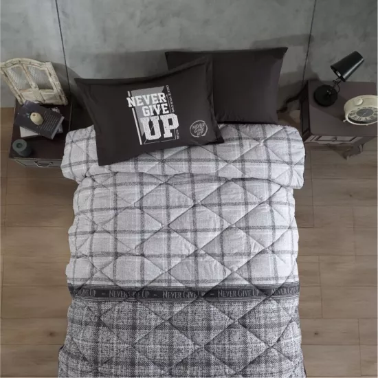 Clasy Ranforce Tek Kişilik Uyku Seti %100 Pamuk Antrasit