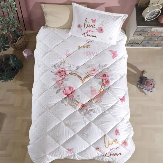 Clasy Ranforce Tek Kişilik Uyku Seti %100 Pamuk Pembe