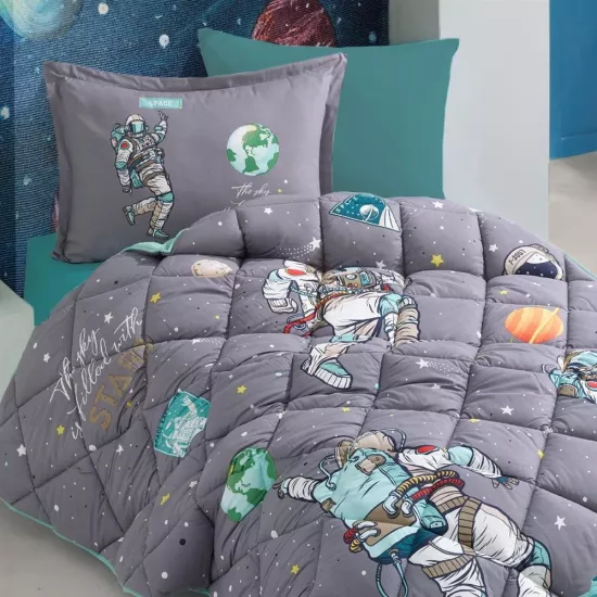 Clasy Ranforce Tek Kişilik Uyku Seti %100 Pamuk Antrasit