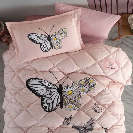 Clasy Ranforce Tek Kişilik Uyku Seti %100 Pamuk Somon