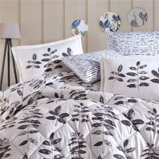 Clasy Ranforce Çift Kişilik Uyku Seti %100 Pamuk  Antrasit