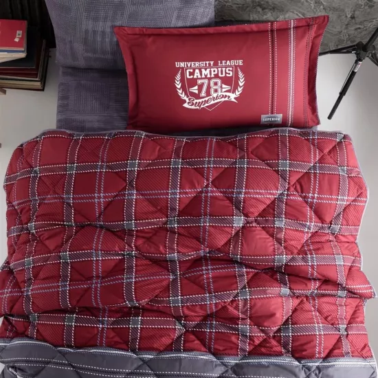 Clasy Ranforce Tek Kişilik Uyku Seti %100 Pamuk Bordo