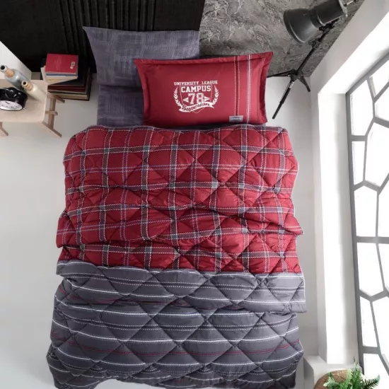 Clasy Ranforce Tek Kişilik Uyku Seti %100 Pamuk Bordo