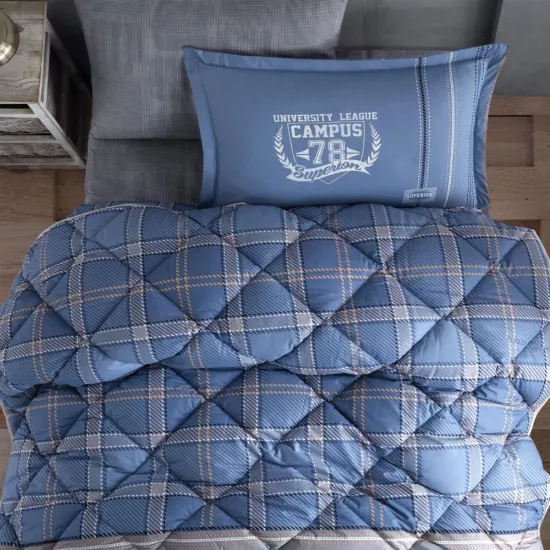 Clasy Ranforce Tek Kişilik Uyku Seti %100 Pamuk Mavi