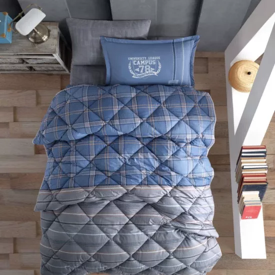 Clasy Ranforce Tek Kişilik Uyku Seti %100 Pamuk Mavi