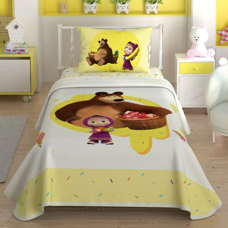 Taç Masha And The Bear Fruity Pamuk Lisanslı Pike Takımı
