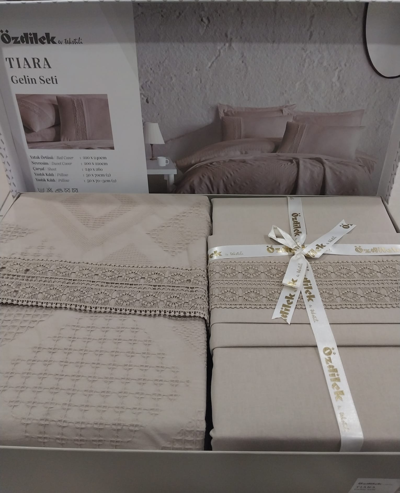 Özdilek Tiara Gelin Seti (7 Parça) Bej